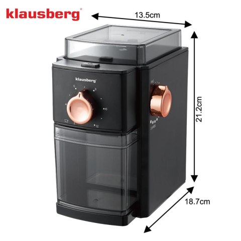 Elektryczny młynek żarnowy do kawy, z regulacją mielenia, klausberg kb-9010