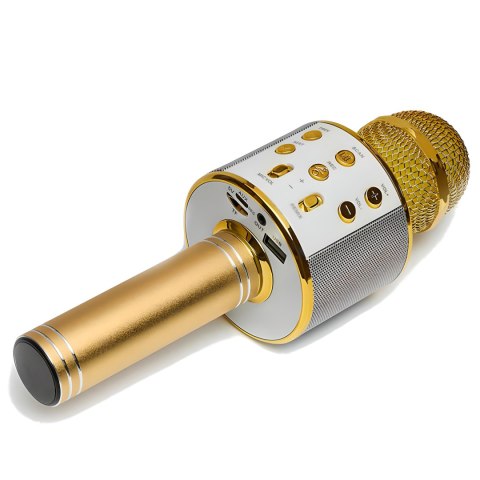 Mikrofon karaoke bezprzewodowy bluetooth głośnik 2 złoty e114