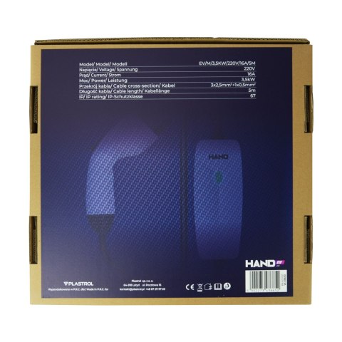Ładowarka samochodowa mobilna type 2; 3.5 kw; 220v; 16a; ip67; dl przewodu 5m