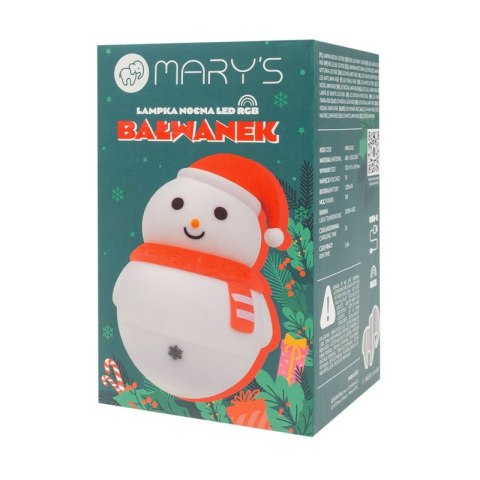 Mary's lampka nocna led bałwan