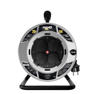 Przedłużacz bębnowy hand heavy; 4x2p+z; ip44; 16a; h05rr-f; 3x2,5; 25m; czarny