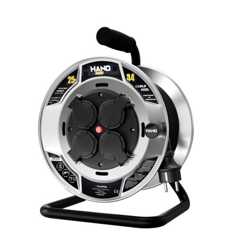 Przedłużacz bębnowy hand heavy schuko; 4x2p+z; ip44; 16a; h05rr-f; 3x2,5; 25m; czarny