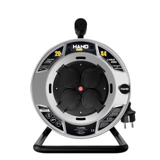 Przedłużacz bębnowy hand heavy schuko; 4x2p+z; ip44; 16a; h05rr-f; 3×1,5; 20m; czarny