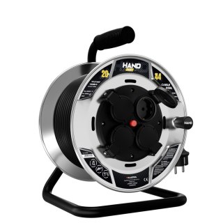 Przedłużacz bębnowy hand heavy schuko; 4x2p+z; ip44; 16a; h05rr-f; 3×1,5; 20m; czarny