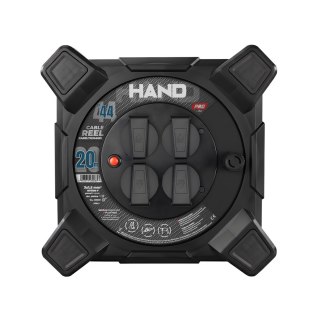 Przedłużacz bębnowy kwadratowy linia hand pro; 4x2p+z; ip44; 16a; h07rn-f; 3×1,5; 20m; schuko czarny