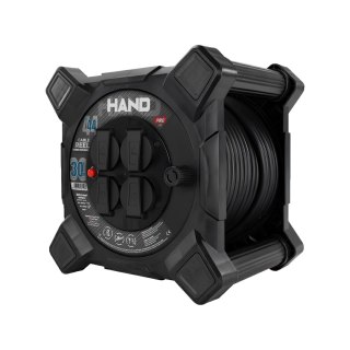 Przedłużacz bębnowy kwadratowy linia hand pro; 4x2p+z; ip44; 16a; h07rn-f; 3×1,5; 30m; schuko czarny