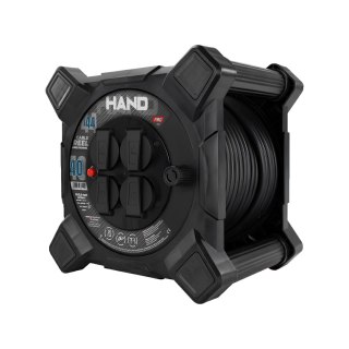 Przedłużacz bębnowy kwadratowy linia hand pro; 4x2p+z; ip44; 16a; h07rn-f; 3×2,5; 40m; schuko; czarny