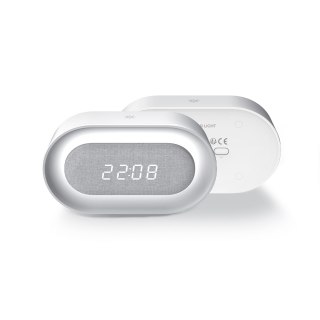 Budzik z nocną lampką led pure fnl-07 aksel biały podłużny forever light, li-ion