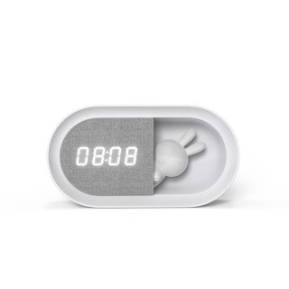 Budzik z nocnym króliczkiem led pure fnl-05 ingrid biały podłużny, 1200 mah forever light