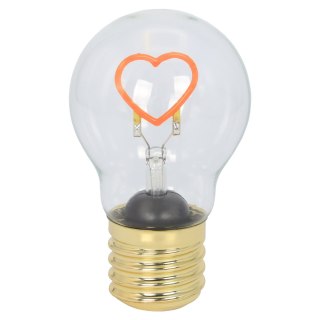 Dekoracja świetlna ; żarówka led na baterie - serce; lumen 2700-3000k