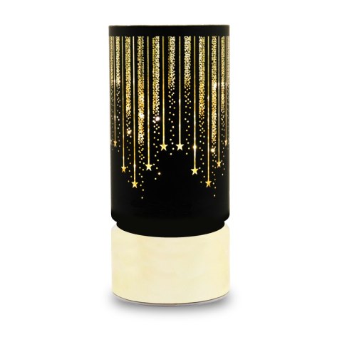 Lampion świąteczny szklany fcl-20 czarno-złoty l