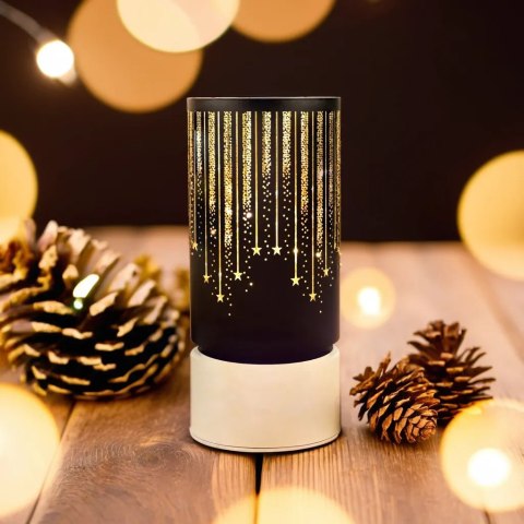 Lampion świąteczny szklany fcl-20 czarno-złoty l