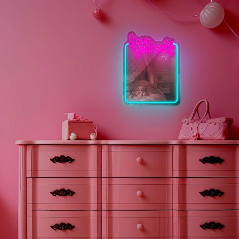 Neon mirror led love yourself błękit róż fmne01 forever light