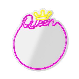 Neon mirror led queen ciepły biały róż fmne04