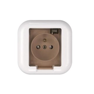 Gniazdo wtyczkowe pojedyncze -fan- n/t 2p+z 16a, 250v z klapką dymną, l biały