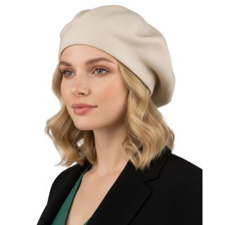 Beżowy, uniwersalny beret damski wykonany z akrylu - Rovicky