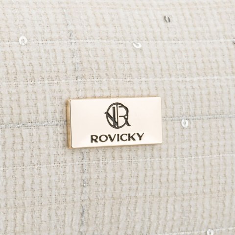 Pojemna kosmetyczka damska wykonana z materiału syntetycznego w beżowym kolorze, zamykana suwakiem - Rovicky