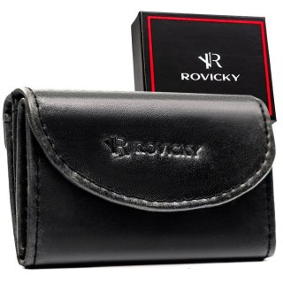 Skórzany portfel męski w czarnym kolorze wyposażony w system RFID - Rovicky