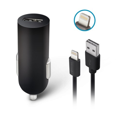 Forever ładowarka samochodowa m02 1x usb 2a czarna + kabel lightning