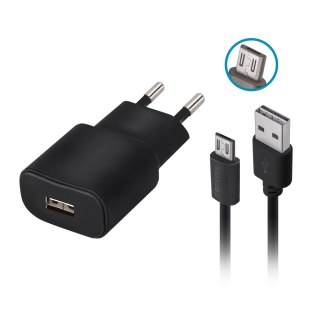 Forever ładowarka sieciowa tc-01 1x usb 2a czarna + kabel microusb