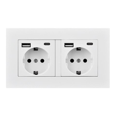 Gniazdo wtyczkowe podwójne 2p+z z usba+c schuko