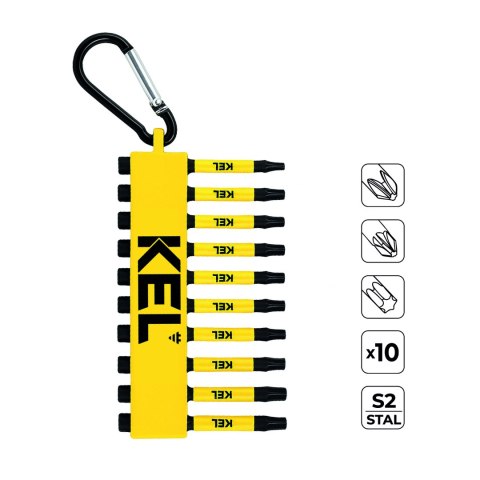 Końcówki wkrętakowe phillips-torx 10 szt., karabińczyk