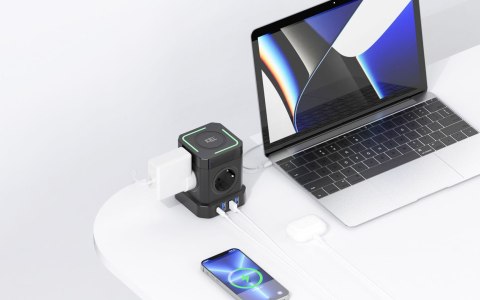 Przedłużacz power strip z ładowaniem bezprzewodowym; 4x2p+z + 3xusba + usbc, schuko; kel?