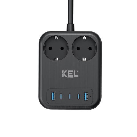 Przedłużacz usb 65w, 2x2p+z + 2xusb a, 3xusb c, 2m, schuko; kel