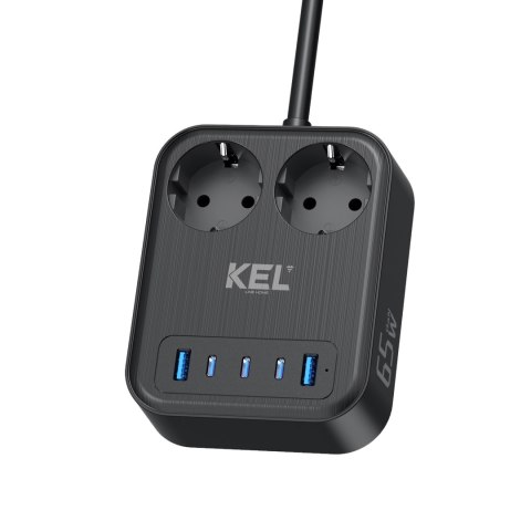 Przedłużacz usb 65w, 2x2p+z + 2xusb a, 3xusb c, 2m, schuko; kel