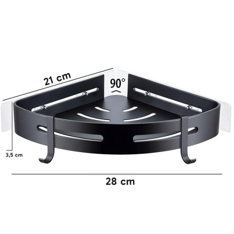 2x półka do łazienki narożna prysznicowa wisząca loft komplet + 4 haczyki