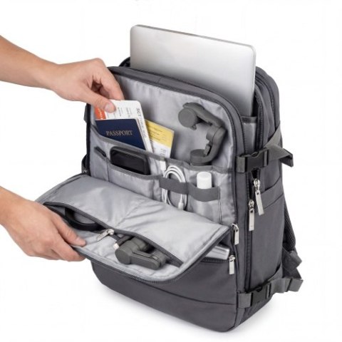 CR 6880 dark grey Plecak biznesowo-sportowy on-board free size 40x20x30 cm, 24l, 3 komory, 11 kieszeni, laptop 17