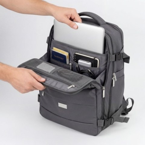 CR 6880 dark grey Plecak biznesowo-sportowy on-board free size 40x20x30 cm, 24l, 3 komory, 11 kieszeni, laptop 17