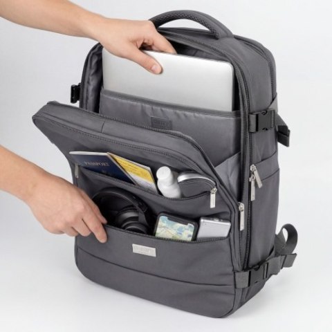 CR 6880 dark grey Plecak biznesowo-sportowy on-board free size 40x20x30 cm, 24l, 3 komory, 11 kieszeni, laptop 17