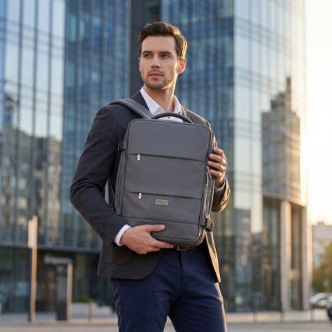 CR 6880 dark grey Plecak biznesowo-sportowy on-board free size 40x20x30 cm, 24l, 3 komory, 11 kieszeni, laptop 17