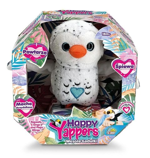 Maskotka interaktywna happy yappers - wesołe gadułki biała sowa