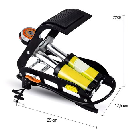 Pompka nożna dwutłokowa samochodowa rowerowa mocna czarna