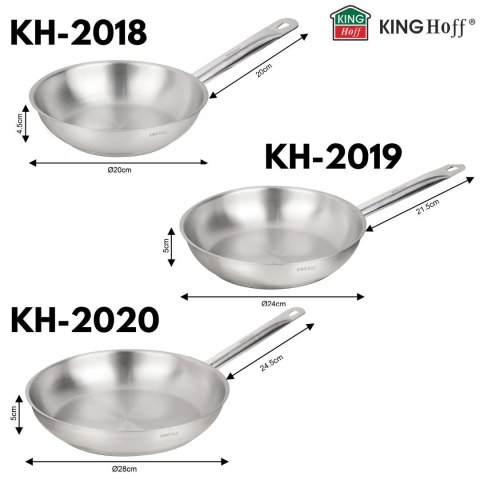 Patelnia gastronomiczna, stal nierdzewna, śr.24cm, kinghoff, kh-2019