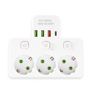 DA714C Listwa zasilająca 3 gniazda + 3xusb + usb-c 3m