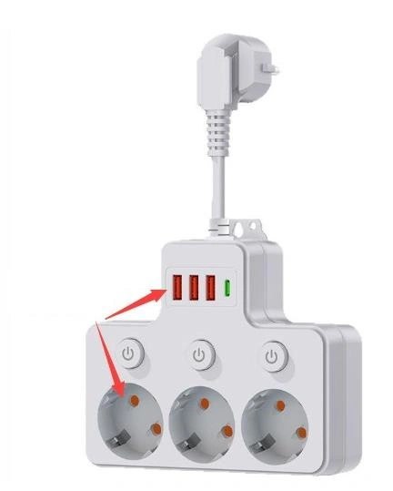DA714C Listwa zasilająca 3 gniazda + 3xusb + usb-c 3m