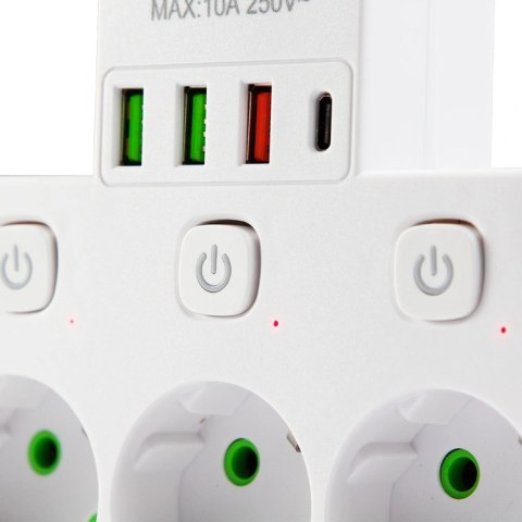 DA714C Listwa zasilająca 3 gniazda + 3xusb + usb-c 3m