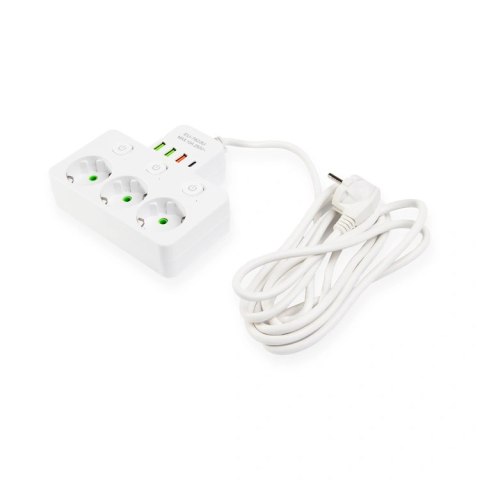 DA714C Listwa zasilająca 3 gniazda + 3xusb + usb-c 3m