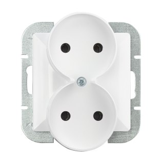 Gniazdo wtyczkowe podwójne -perła- p/t 2x2p 16a, 250v do systemu ramkowego, biały