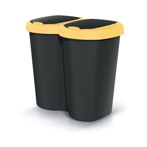 Kosz na śmieci Compacta B Duo, Żółty/czarny, pojemność 40L, Jedna komora, Dwie pokrywki, Wersja przyścienna, NDBS40-1215C_S411