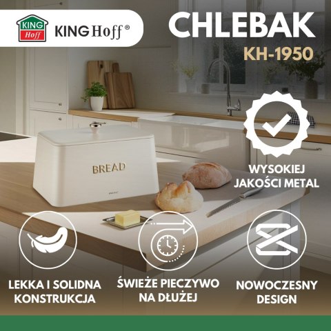 Chlebak metalowy, 35x23x21cm, beżowy, kinghoff, kh-1950