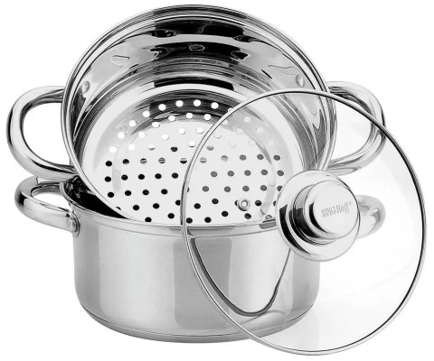 Garnek do gotowania na parze, stal zestaw 3 elementy śr.24cm 5l kinghoff