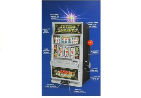 Automat do Gry Slot Kasyno Skarbonka Duża Wyrzutnia Monet Światła Dźwięki