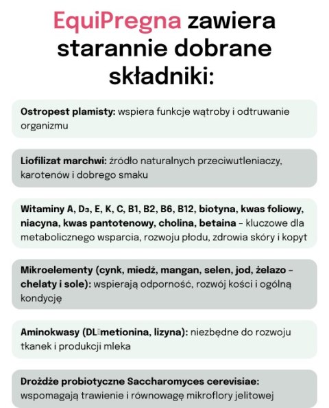 Lab-v EquiPregna Mieszanka paszowa uzupełniająca dla klaczy ciężarnych i karmiących, wspierająca przebieg ciąży, rozwój płodu or