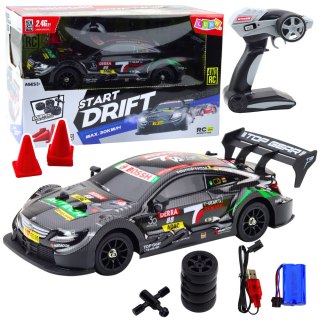 Samochód Wyścigowy Auto Do Driftu RC Czarny Karbon 30km/h 1:16