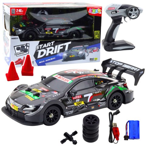 Samochód Wyścigowy Auto Do Driftu RC Czarny Karbon 30km/h 1:16