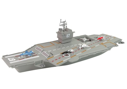 Zestaw Statek Lotniskowiec Wojskowy Odrzutowce Dźwięki Światła 5 szt.